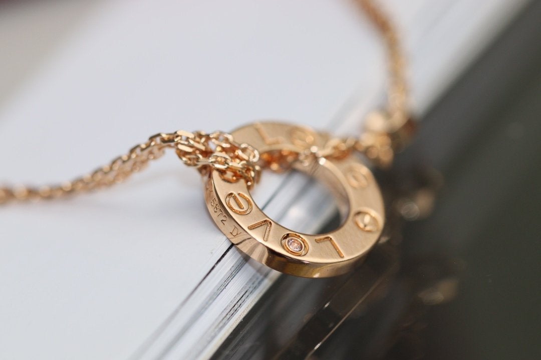 [Moco]LOVE NECKLACE ADJUSTABLE ROSE GOLD 2 DIAMOND