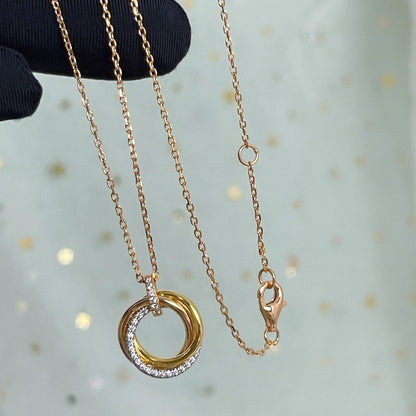 [Moco]TRINITY NECKLACE SILVER GOLD PINK GOLD DIAMONDS