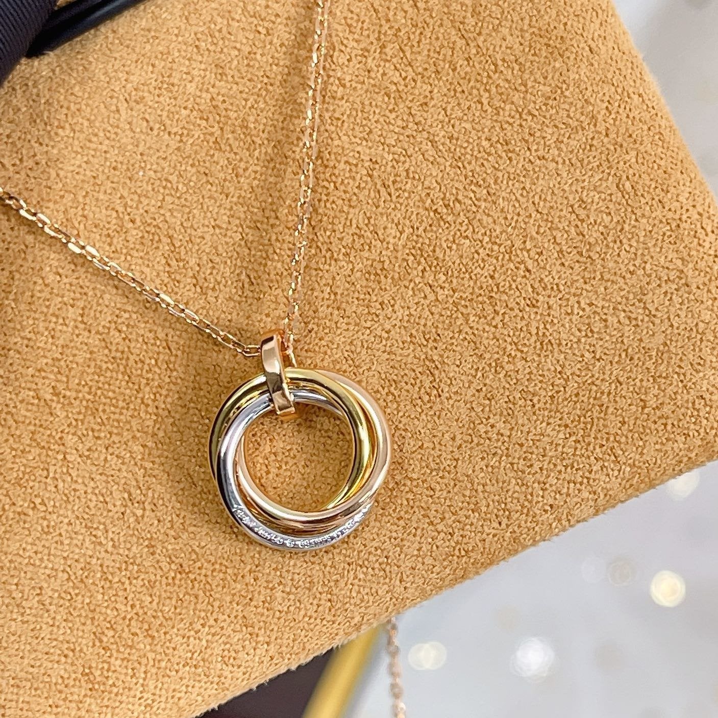 [Moco]TRINITY NECKLACE SILVER GOLD PINK GOLD DIAMONDS