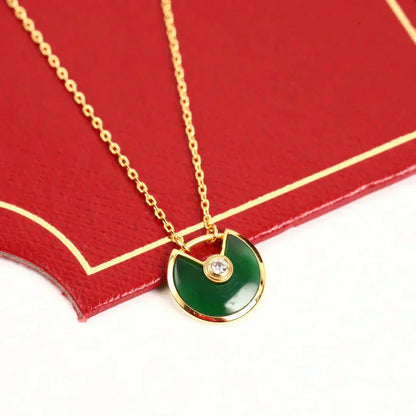 [Moco]AMULETTE GOLD MALACHITE NECKLACE