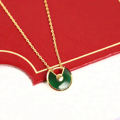 [Moco]AMULETTE GOLD MALACHITE NECKLACE