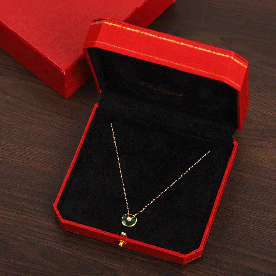 [Moco]AMULETTE GOLD MALACHITE NECKLACE