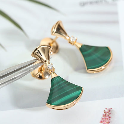 [Moco]DREAM MALACHITE PINK GOLD EARRINGS