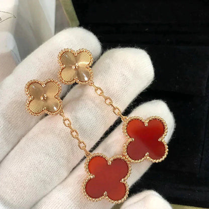 [Moco]CLOVER 2 MOTIF  LASER CARNELIAN EARRINGS