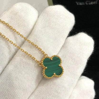 [Moco]CLOVER 15MM MALACHITE SINGLE FLOWER  NECKLACE