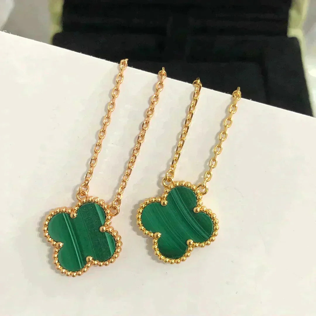 [Moco]CLOVER 15MM MALACHITE SINGLE FLOWER  NECKLACE