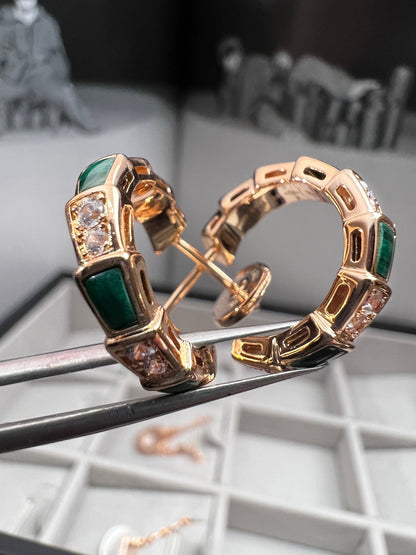 [Moco]SERPENTI MALACHITE PINK GOLD EARRINGS