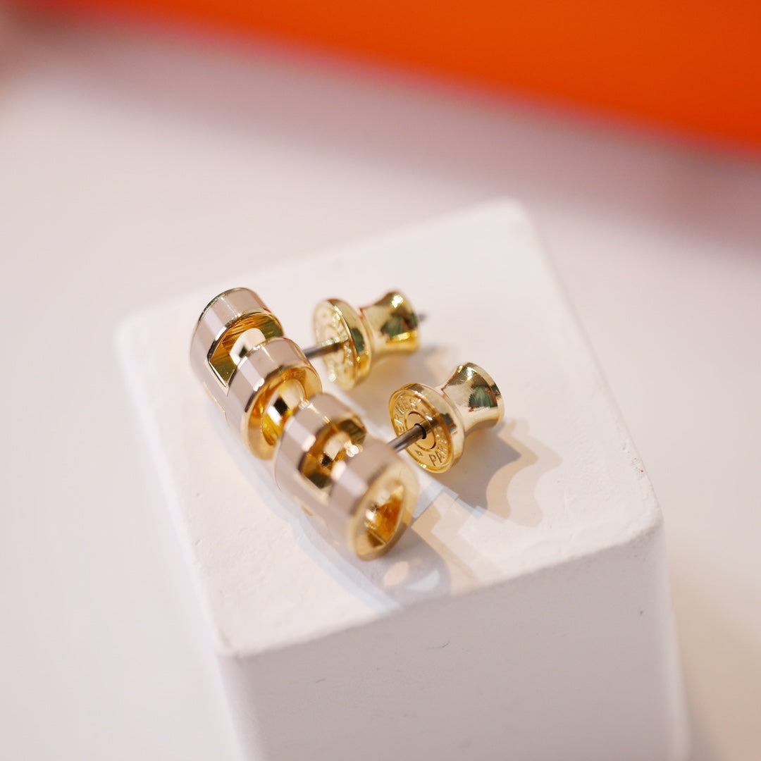 [Moco]MINI POP H GOLD EARRINGS GREY