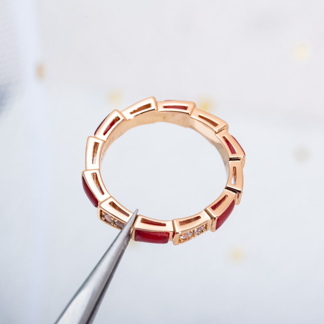 [Moco]SERPENTI RING PINK GOLD CARNELIAN DIAMOND 3MM