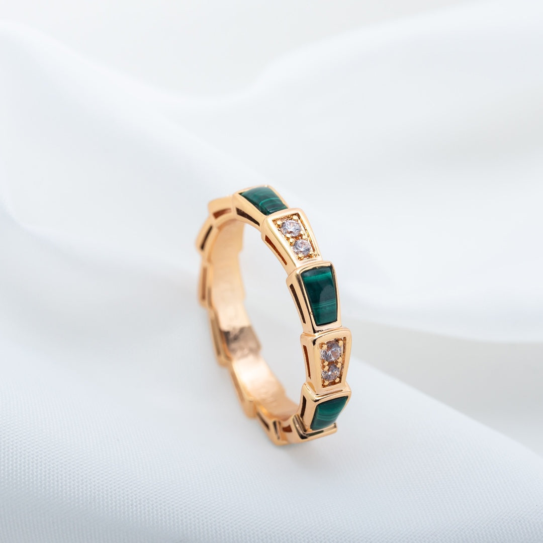 [Moco]SERPENTI RING PINK GOLD MALACHITE DIAMOND 3MM