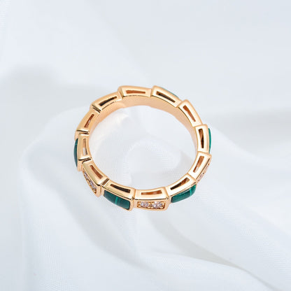 [Moco]SERPENTI RING PINK GOLD MALACHITE DIAMOND 3MM