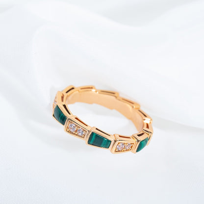 [Moco]SERPENTI RING PINK GOLD MALACHITE DIAMOND 3MM