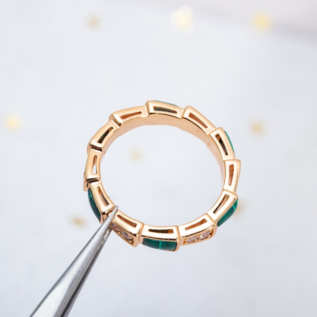 [Moco]SERPENTI RING PINK GOLD MALACHITE DIAMOND 3MM