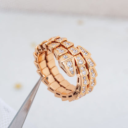 [Moco]SERPENTI RING PINK GOLD DIAMOND DOUBLE ROW