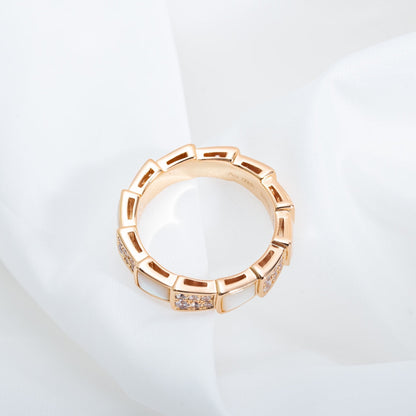 [Moco]SERPENTI RING PINK GOLD MOP DIAMOND PAVED 4MM