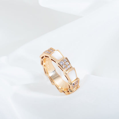 [Moco]SERPENTI RING PINK GOLD MOP DIAMOND PAVED 4MM