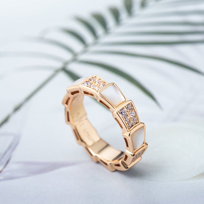 [Moco]SERPENTI RING PINK GOLD MOP DIAMOND PAVED 4MM