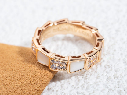 [Moco]SERPENTI RING PINK GOLD MOP DIAMOND PAVED 4MM