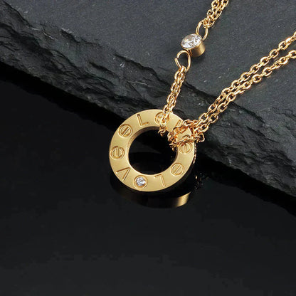 [Moco]LOVE NECKLACE 16MM 2 DIAMONDS