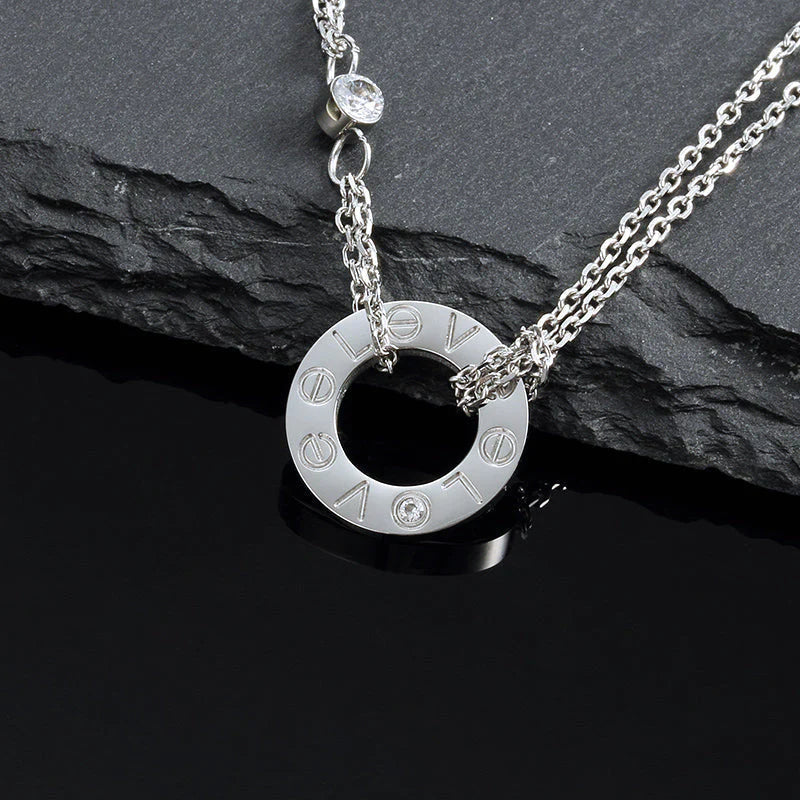 [Moco]LOVE NECKLACE 16MM 2 DIAMONDS