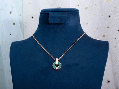 [Moco]GARI NECKLACE PINK GOLD MALACHITE