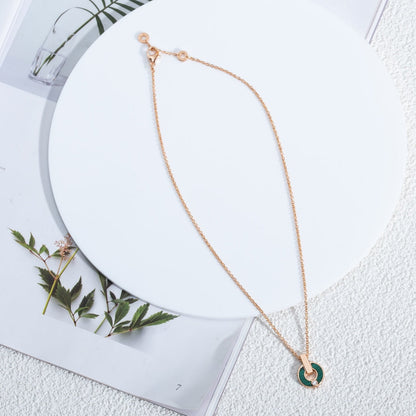 [Moco]GARI NECKLACE PINK GOLD MALACHITE