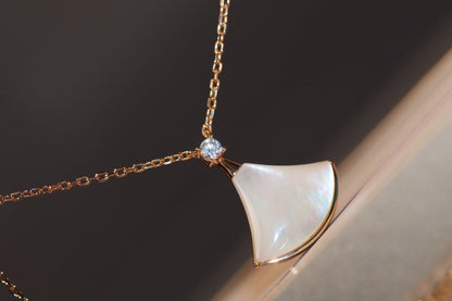 [Moco]DREAM NECKLACE WHITE MOP PINK GOLD 1 DIAMOND