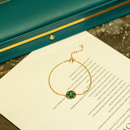 [Moco]SUN MALACHITE 1 DIAMOND PINK GOLD BRACELET