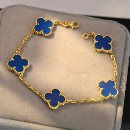 [Moco]CLOVER 5 MOTIFS BLUE AGATE BRACELET