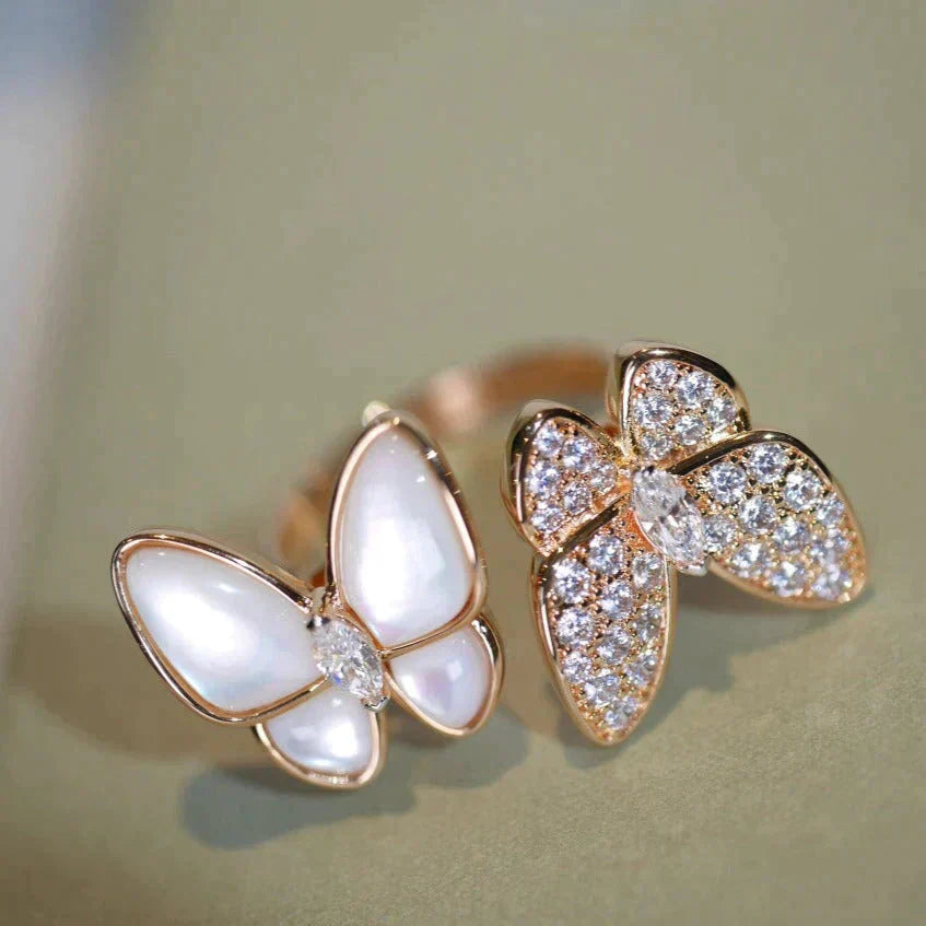 [Moco]TWIN BUTTERFLY DIAMOND MOP RING