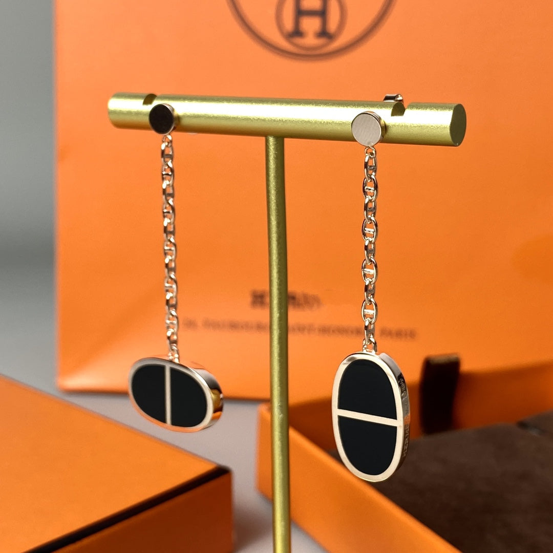 [Moco]CHAINE VERSO BLACK CERAMIC EARRINGS