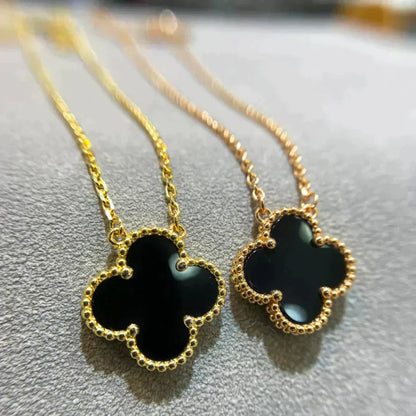 [Moco]CLOVER 15MM BLACK ONYX SINGLE FLOWER NECKLACE