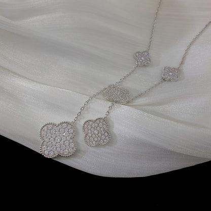 [Moco]CLOVER 5 MOTIFS SILVER DIAMONDS NECKLACE