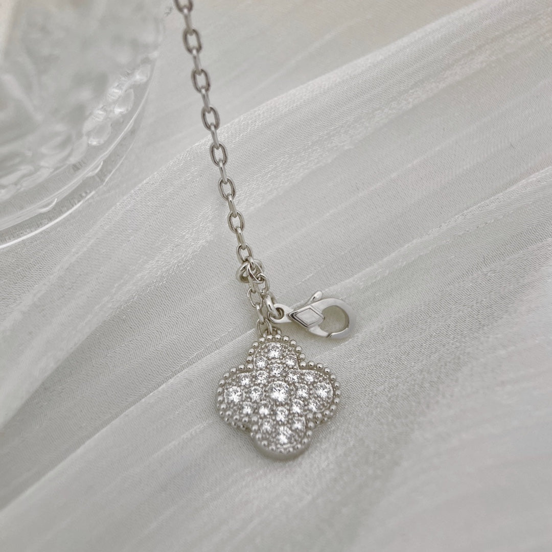 [Moco]CLOVER 5 MOTIFS SILVER DIAMONDS NECKLACE