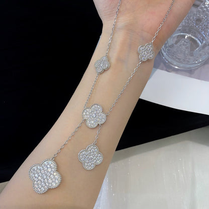 [Moco]CLOVER 5 MOTIFS SILVER DIAMONDS NECKLACE