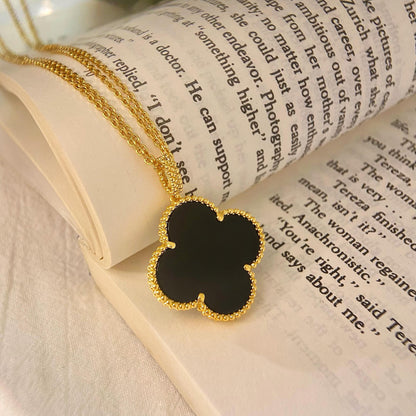 [Moco]CLOVER 25MM NECKLACE GOLD ONYX