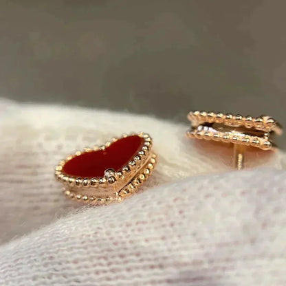 [Moco]HEART CARNELIAN STUD EARRINGS