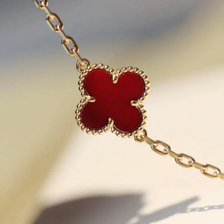 [Moco]CLOVER 20 MOTIFS CARNELIAN NECKLACE