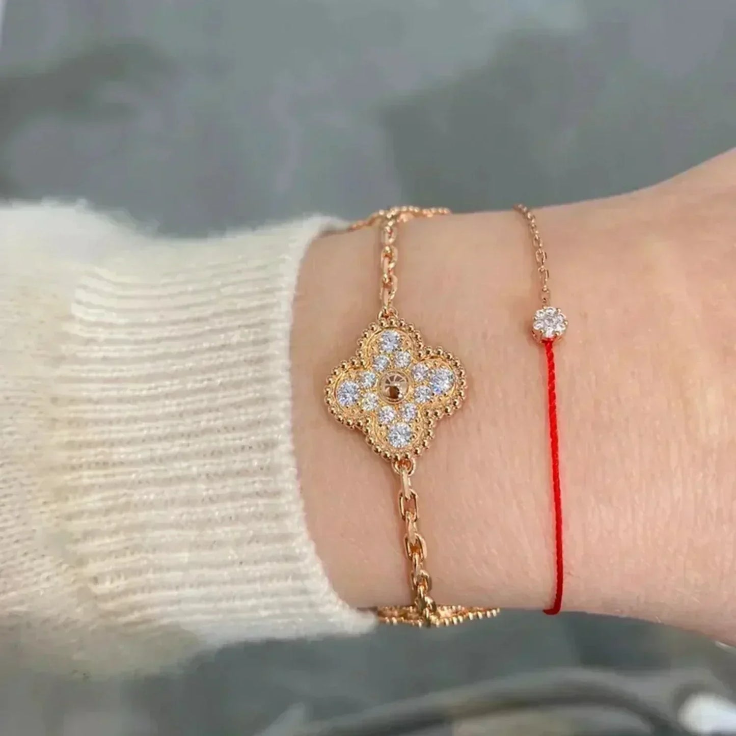 [Moco]CLOVER 5 MOTIFS  FULL DIAMOND BRACELET