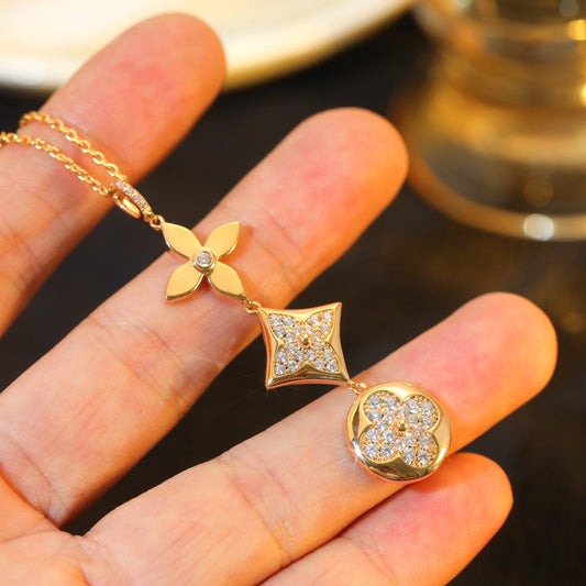 [Moco]STAR AND SUN DIAMOND PINK GOLD NECKLACE