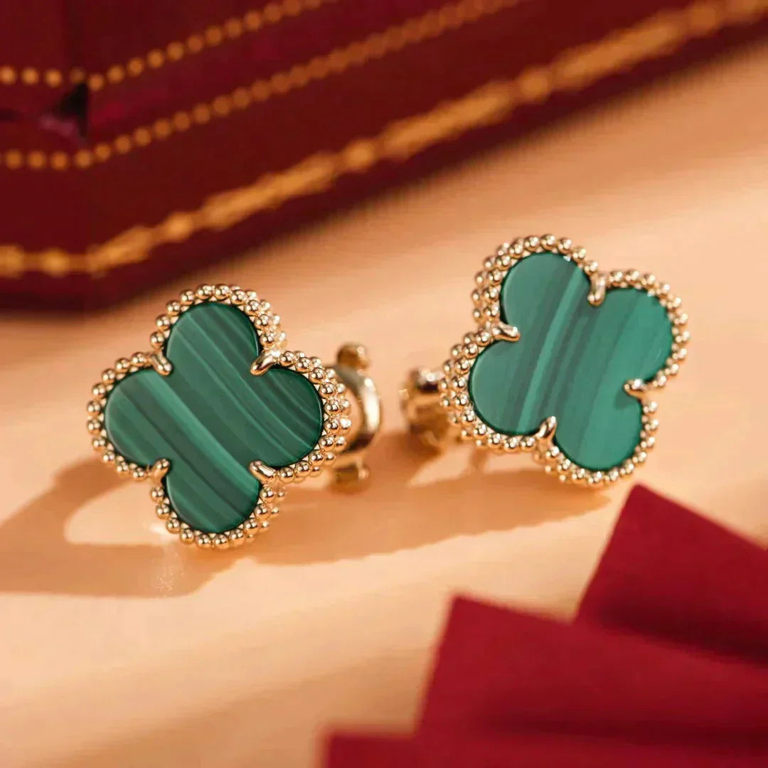 [Moco]CLOVER MEDIUM 1 MOTIFS MALACHITE  EARRINGS