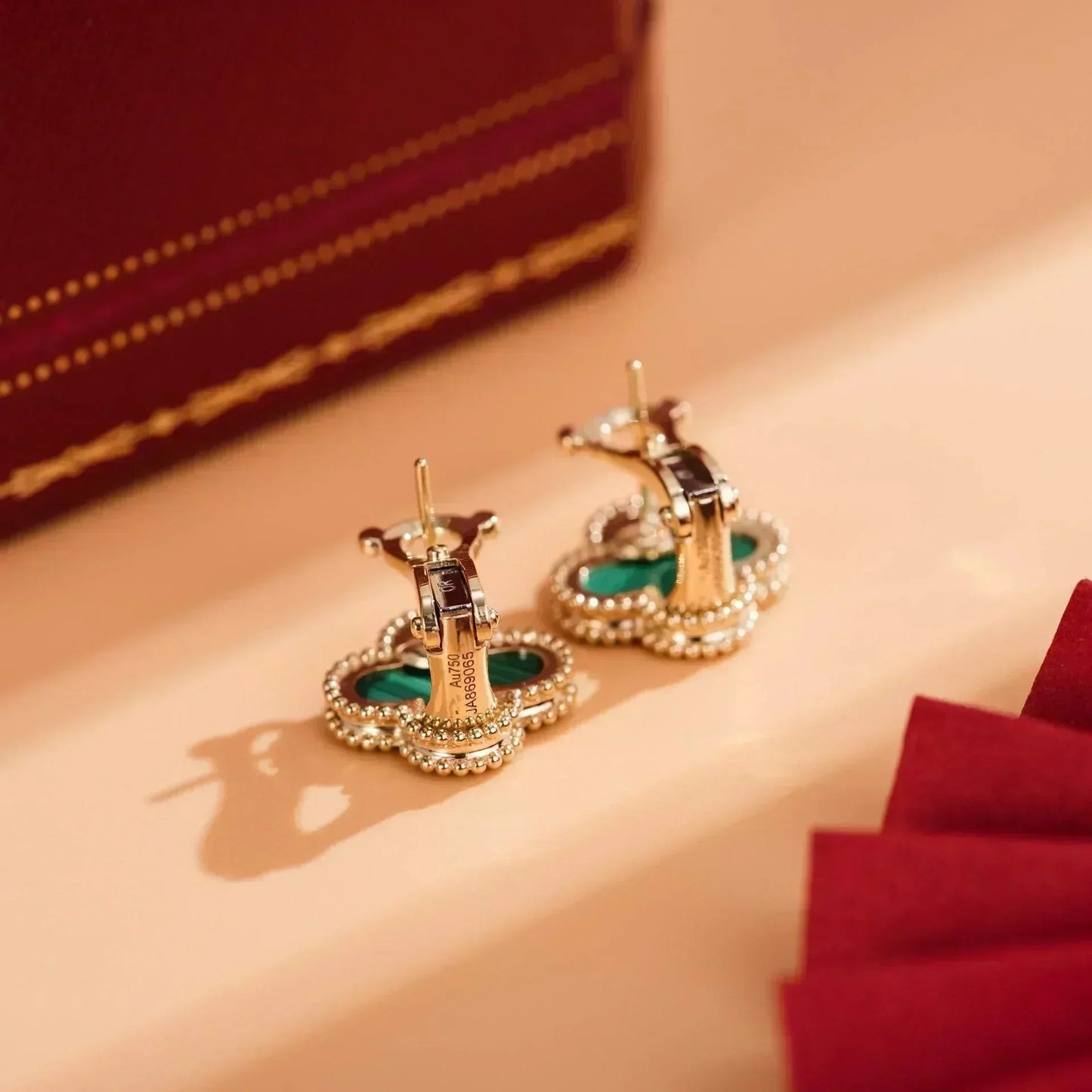 [Moco]CLOVER MEDIUM 1 MOTIFS MALACHITE  EARRINGS