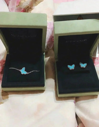 [Moco]BUTTERFLY TURQUOISE EARRINGS SILVER