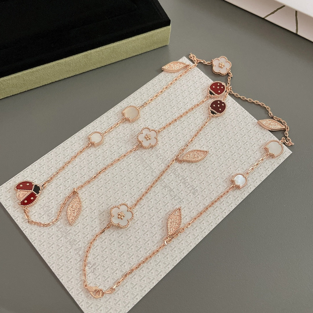 [Moco]LUCKY SPRING 15 MOTIFS ROSE GOLD NECKLACE