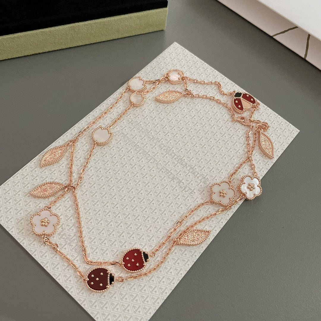 [Moco]LUCKY SPRING 15 MOTIFS ROSE GOLD NECKLACE