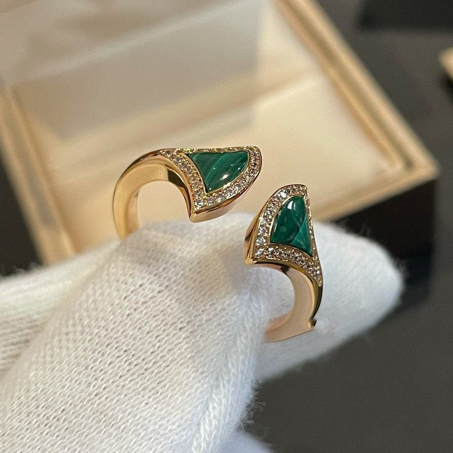 [Moco]DREAM MALACHITE DIAMOND OPEN RING