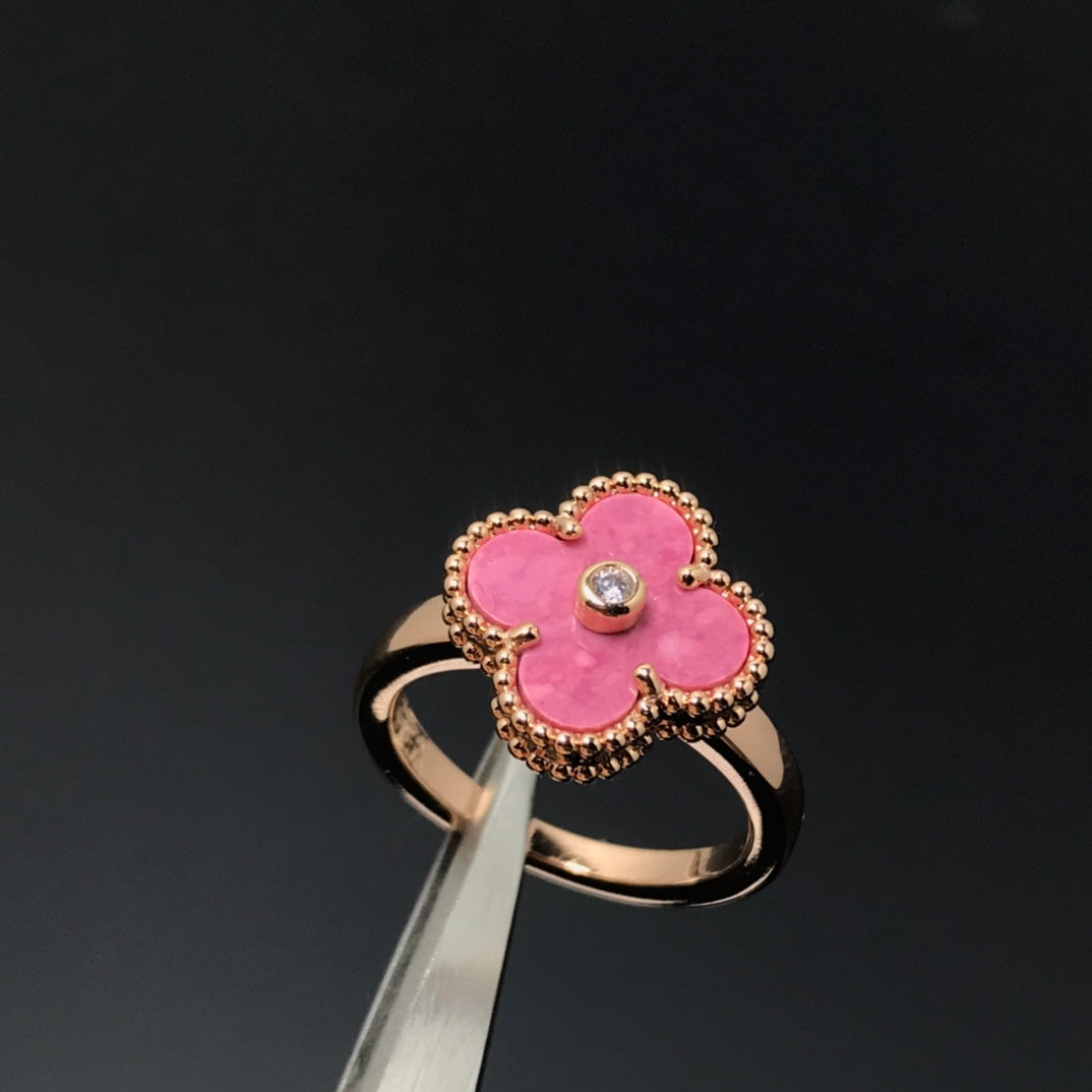 [Moco]CLOVER RHODONITE ROSE GOLD RING