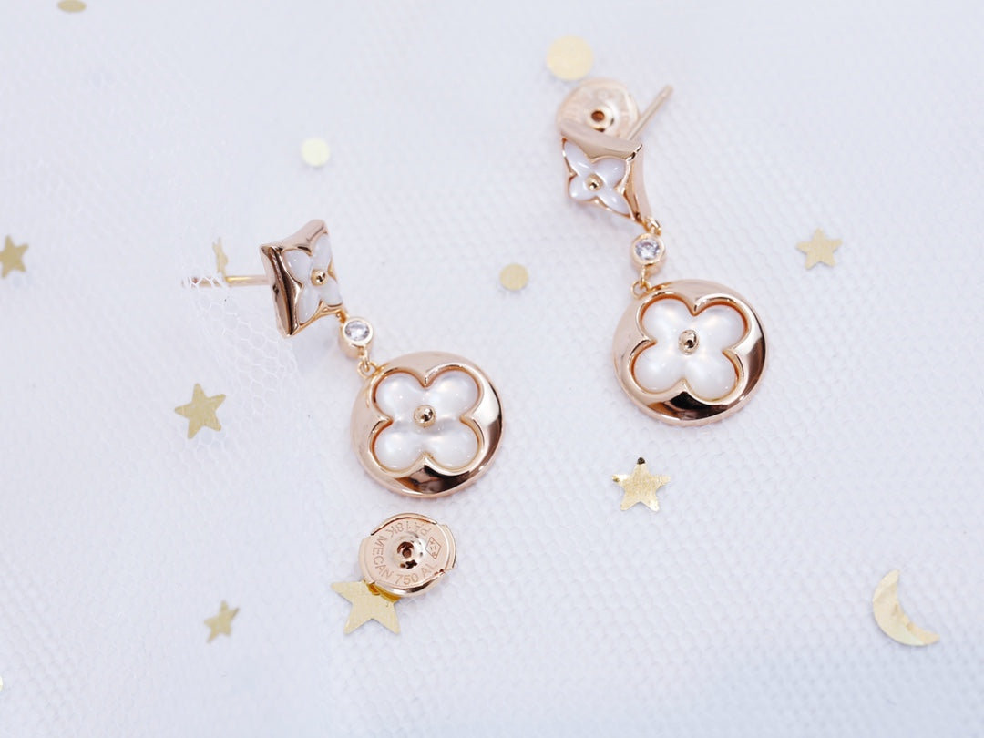 [Moco]STAR AND SUN PINK GOLD MOP DROP EARRINGS