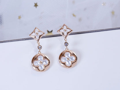 [Moco]STAR AND SUN PINK GOLD MOP DROP EARRINGS