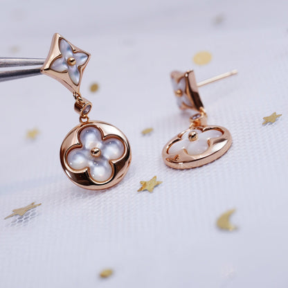 [Moco]STAR AND SUN PINK GOLD MOP DROP EARRINGS